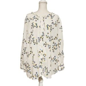 TALBOTS WOMENS PRETTY FLORAL LIGHTWEIGHT LONG SLEEVE SHIRT SIZE 2X